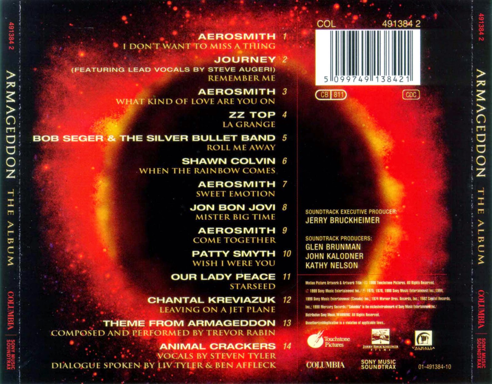 soundtrack aerosmith armageddon songs list